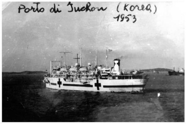 This photo shows an Italian Red Cross ship operating in South Korea in 1953 during the Korean War. (PHOTO NOT FOR SALE) (Yonhap)