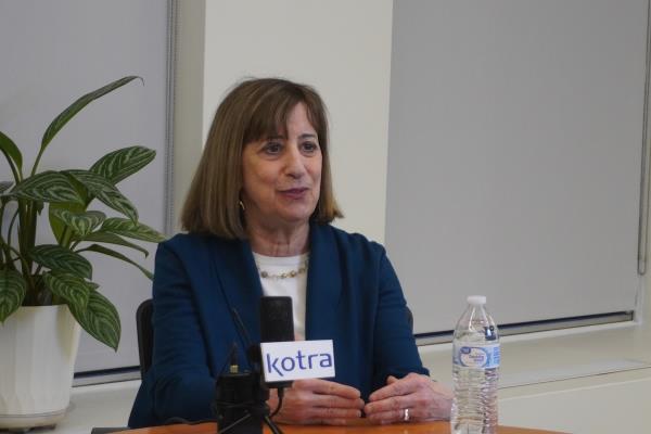 Wendy Cutler, vice president of the Asia Society Policy Institute and a former negotiator of a South Korea-U.S. free trade agreement, speaks during a meeting with the South Korean press corps in Washington, D.C., on Feb. 22, 2024, in this photo provided by the Korea Trade-Investment Promotion Agency. (PHOTO NOT FOR SALE) (Yonhap)