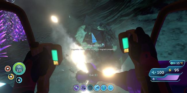 player drilling for magnetite in jellyshroom cave