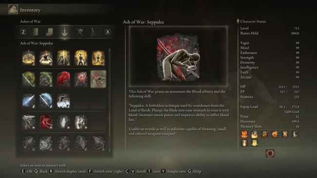 Ash of War Seppuku in Elden Ring