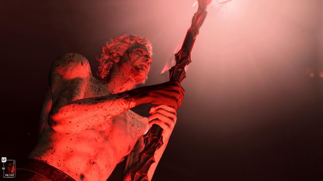 Baldur's Gate 3 Astarion holding a staff that's glowing red