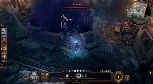 Player Casts Remove Curse On The Judge In Trial Of Justice Wyrmway In Baldur's Gate 3