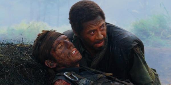 Ben Still as Tugg Speedman as Four Leaf Tayback and Robert Downey Jr. as Kirk Lazarus as Osiris Lincoln in Tropic Thunder.