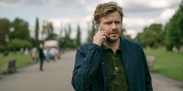 Jack Lowden talking on the phone in Slow Horses season 3