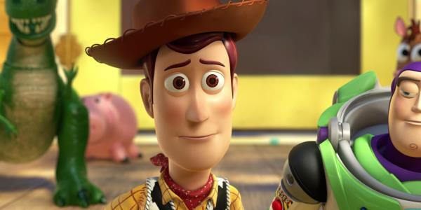 Woody looking sadly at Andy as he leaves in Toy Story 3 ending