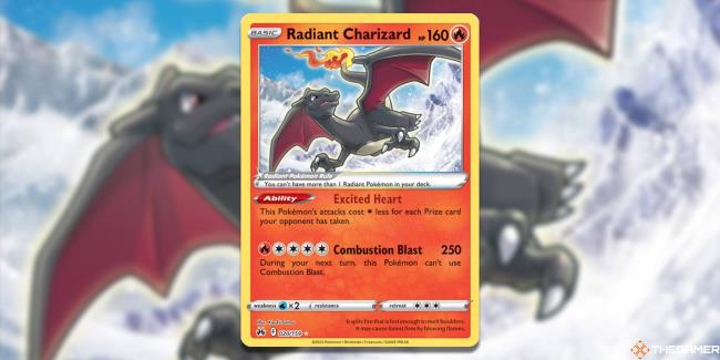 Pokemon TCG: Radiant Charizard from Crown Zenith, with blurred background