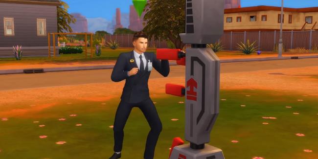 sim in suit attacking the Modified B64 Training Bot