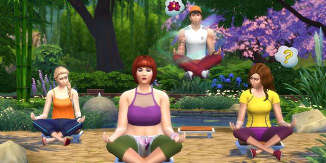 sims 4 wellness showing sims meditating