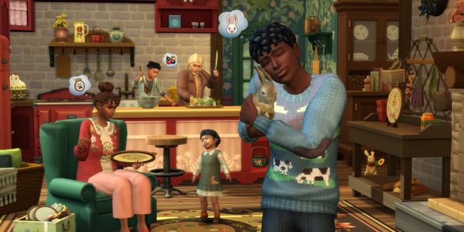 sims 4 cottage living pack bunny cooking together kids family crossstitch