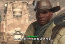 Fallout 4 ghoul salesman standing in a rundown house