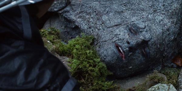 Peeta (Josh Hutcherson) painted to look like a rock in The Hunger Games.