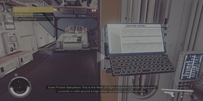 Simulation controls in the MAST test chamber in Starfield