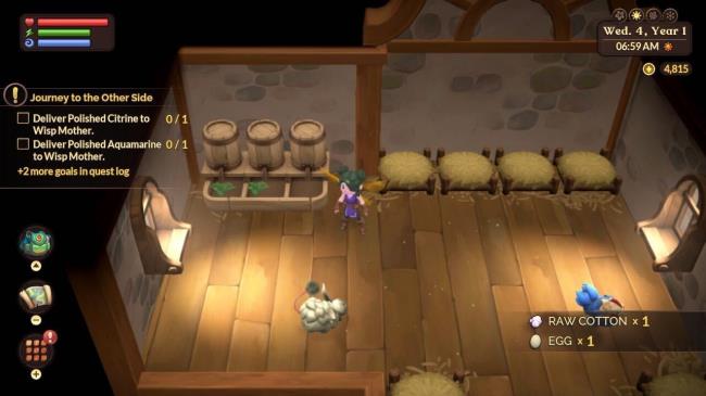 a farmer in the coop by the trough fae farm