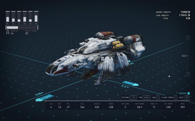  User Interface in Starfield where the player adds workbenches to the ship.