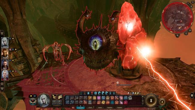 Beholder And Imp Guard Crystal Restraining Hope In Prison In Baldur's Gate 3