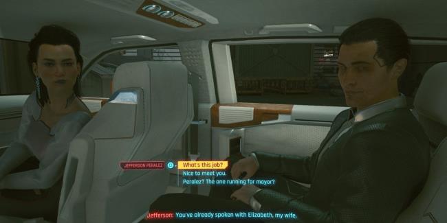 Jefferson and Elizabeth Peralez recruiting V in Cyberpunk 2077.