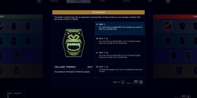 Starfield Intimidation Skill